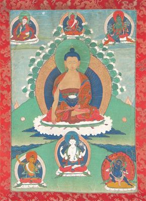 Appraisal: Three Tibetan thankas two depicting Buddha the third Tsong Ka