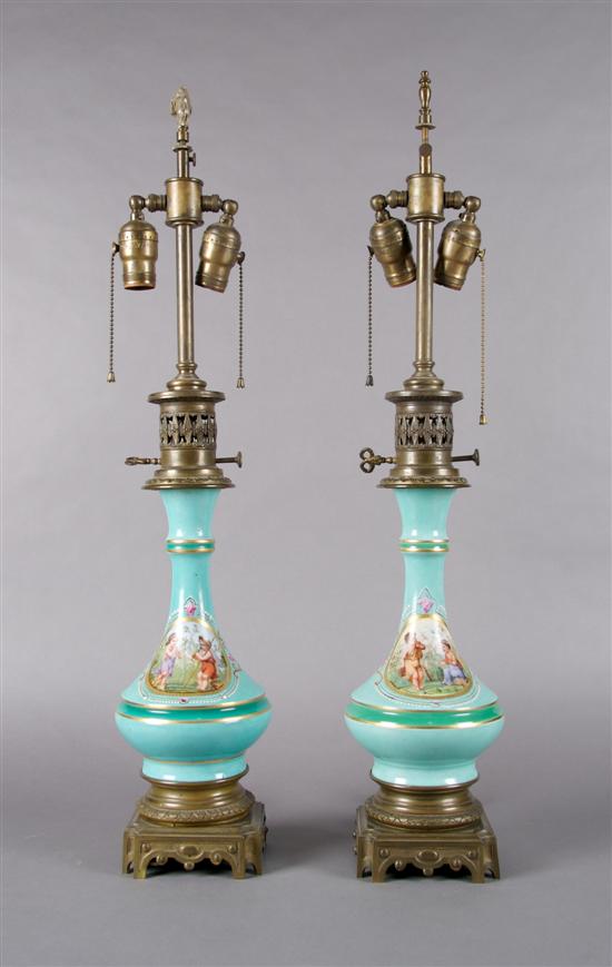 Appraisal: A Pair of Continental Vases Height overall inches