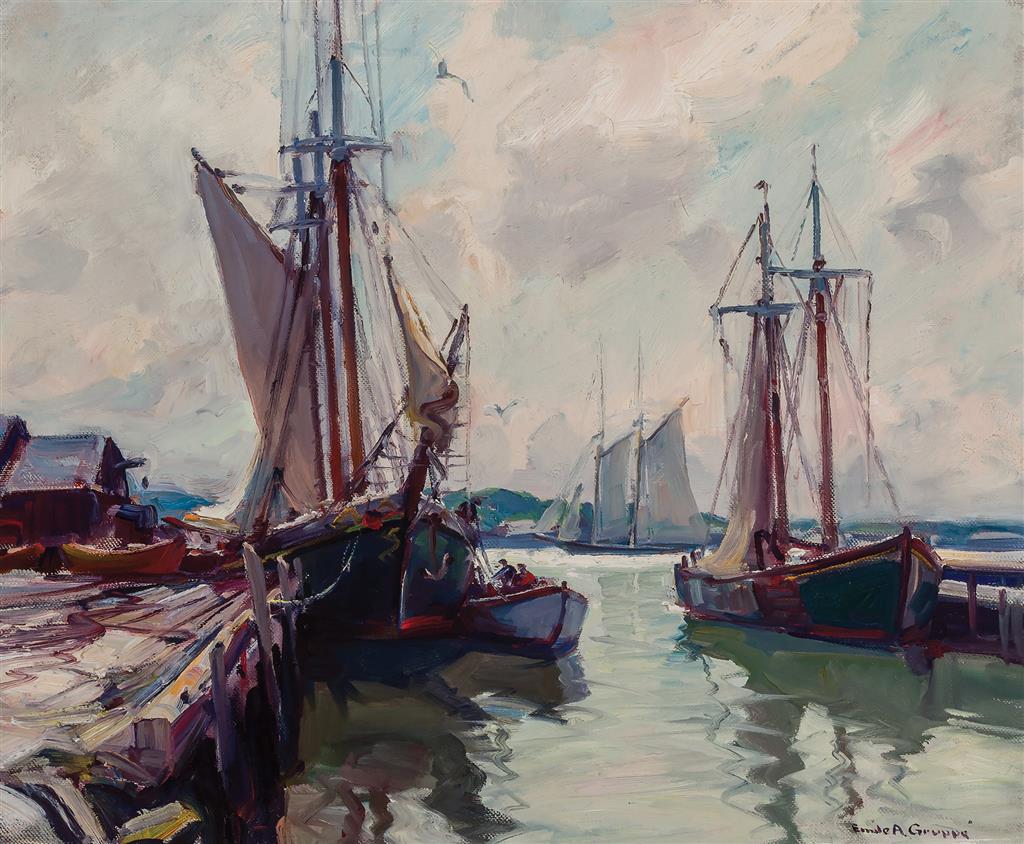 Appraisal: EMILE ALBERT GRUPPE American - At the Dock oil on