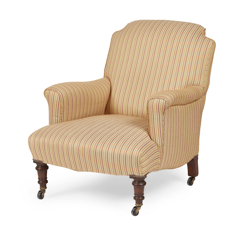 Appraisal: VICTORIAN EASY ARMCHAIR LATE TH CENTURY the shaped back above