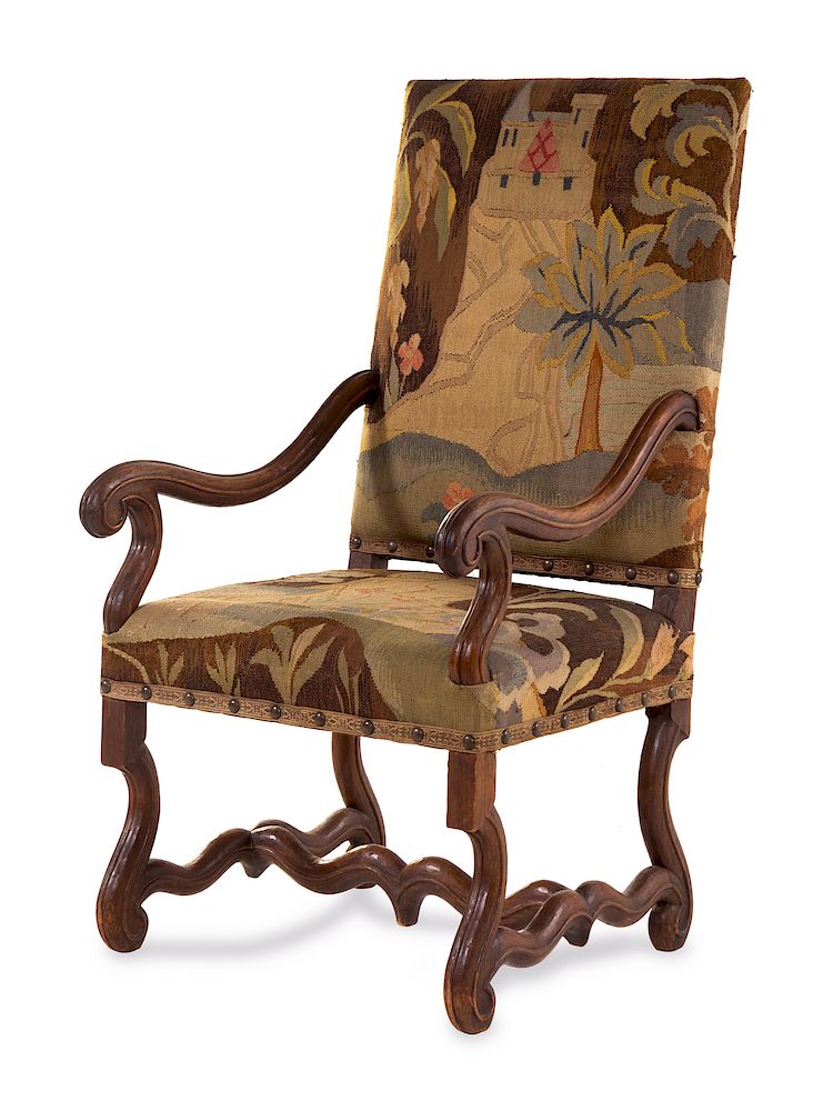 Appraisal: A Louis XIII Style Walnut Armchair A Louis XIII Style