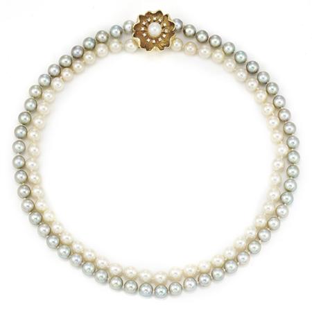 Appraisal: Double Strand Cultured Pearl and Gray Cultured Pearl Necklace Estimate