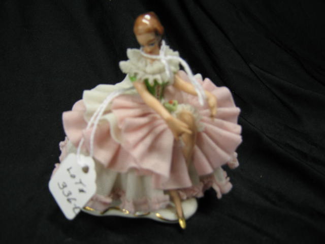 Appraisal: Dresden Lace Porcelain Figurine of a seated ballerina