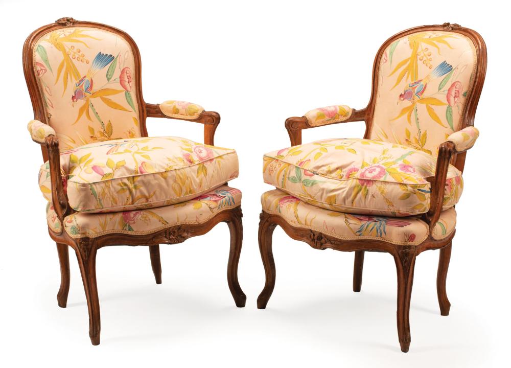 Appraisal: Pair of Louis XV-Style Fauteuils late th early th c