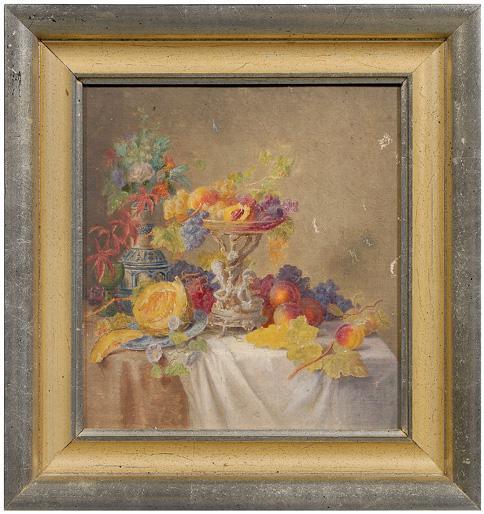 Appraisal: Helen L Searle painting preparatory sketch for still life vase