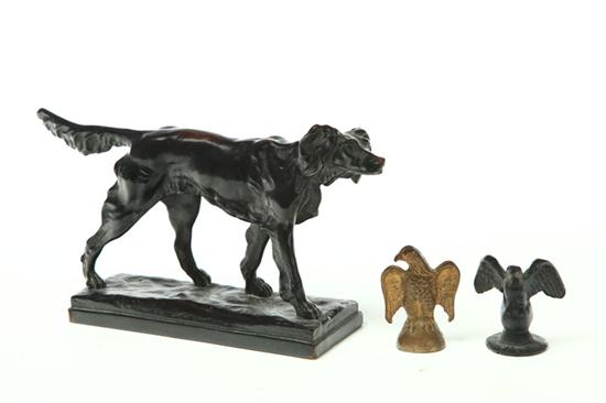 Appraisal: STATUE OF DOG AND TWO EAGLE PAPERWEIGHTS American late th-