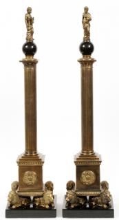 Appraisal: CONTINENTAL METAL COLUMNS CONTINENTAL METAL COLUMNS H Philosophers as finials