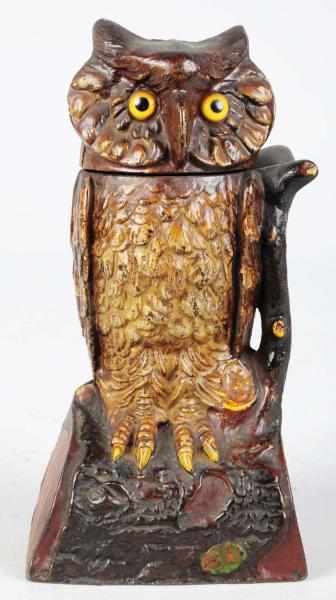 Appraisal: Cast Iron Owl Turns Head Mechanical Bank Manufactured by J