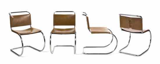 Appraisal: A Set of Four Leather and Chrome MR Lounge Chairs