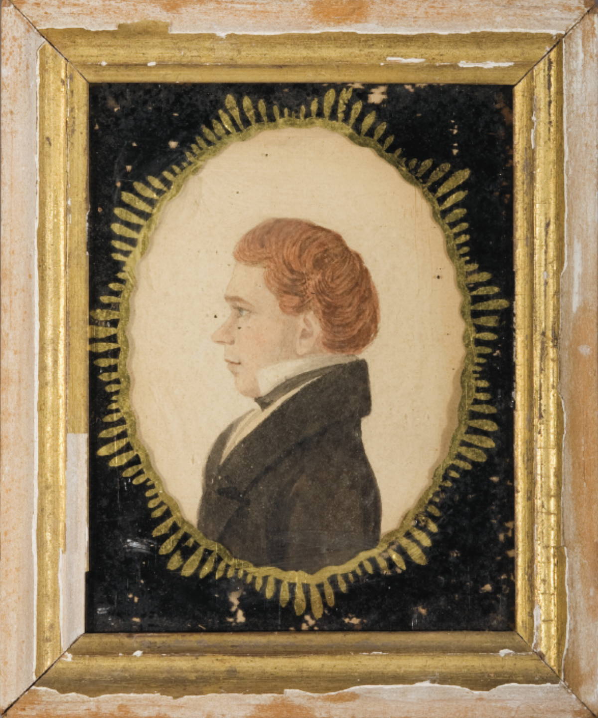 Appraisal: RUFUS PORTER - MINIATURE HALF-LENGTH PROFILE PORTRAIT OF A GENTLEMAN