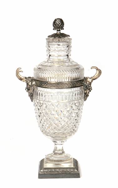 Appraisal: A Pairpoint silver plated and cut glass covered jar height