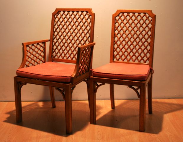 Appraisal: A set of eight Italian beech and upholstered dining chairs