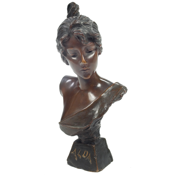 Appraisal: E Villanis bronze ''Alda'' female bust signed with foundry mark