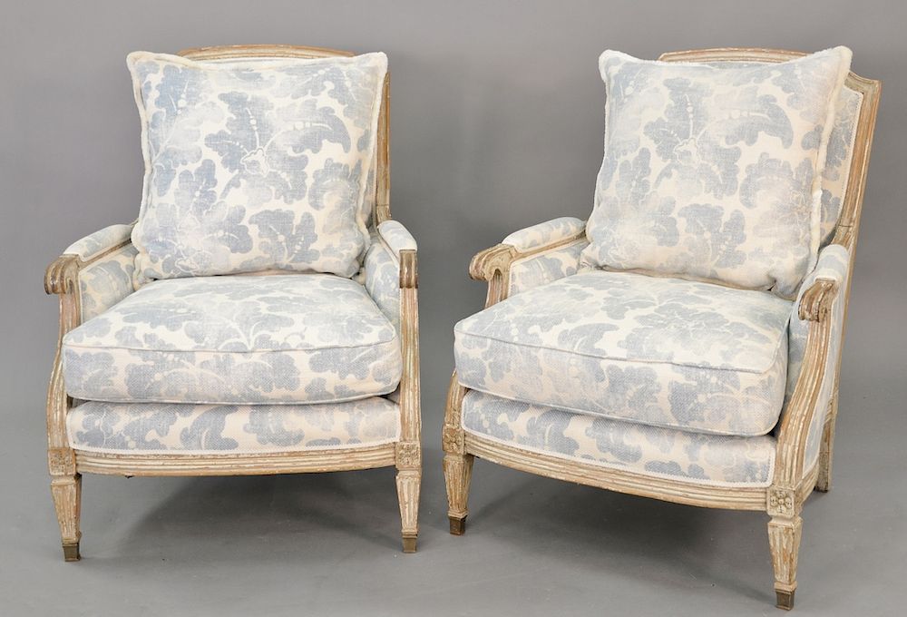 Appraisal: Pair of French style contemporary upholstered chairs ht in wd