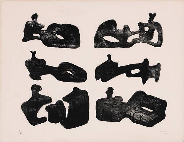 Appraisal: Henry Moore British - Six Reclining Figures C Lithograph on