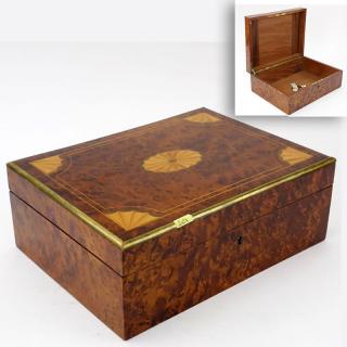 Appraisal: English Inlaid Yew Wood Cigar Box English Inlaid Yew Wood