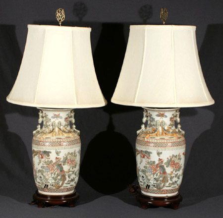 Appraisal: Pair of Chinese Style 'Famille Rose' Porcelain Vases th Century