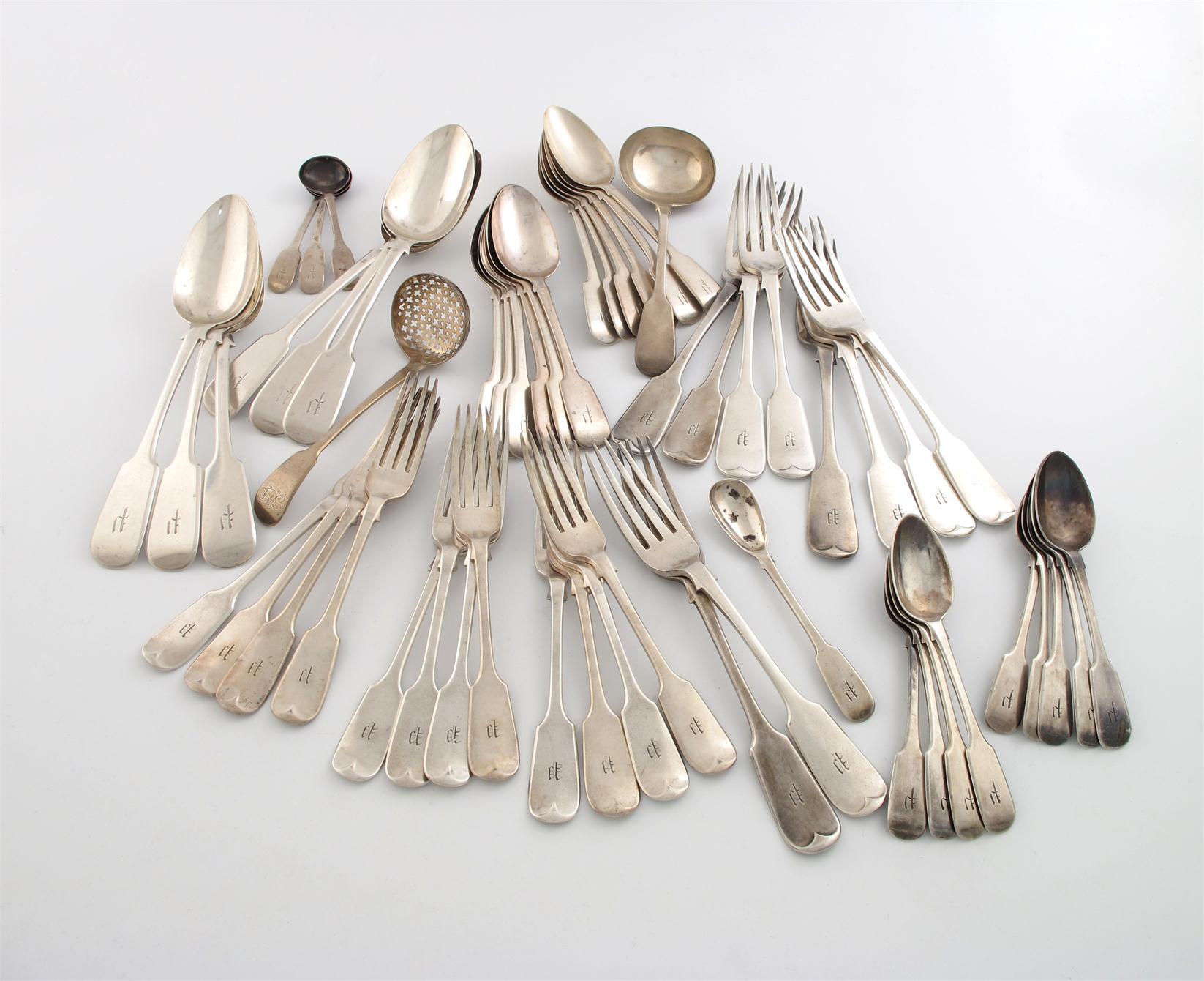 Appraisal: A Victorian silver part canteen of Fiddle pattern flatware