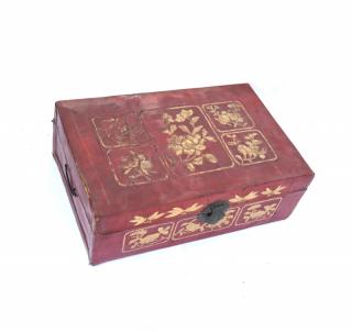 Appraisal: Chinese Red Leather Box Chinese red leather box with gilt