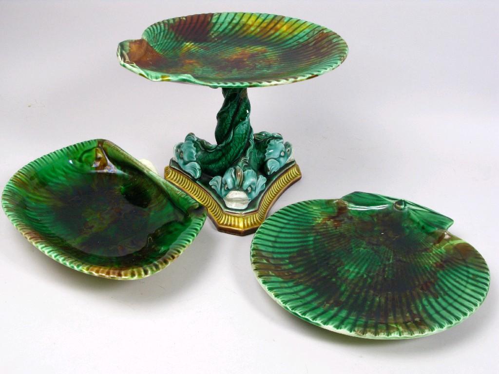 Appraisal: A th Century piece Wedgwood majolica Dessert Service of shell