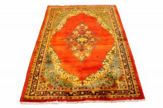 Appraisal: Hand Woven Persian Khamseh Wool Iran Floral design on orange