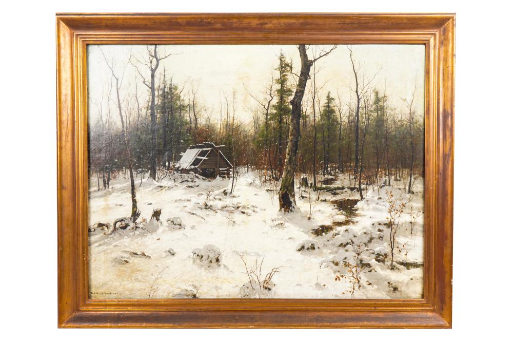 Appraisal: DUBOIS HASBROUCK - WINTER LANDSCAPE oil on canvas signed and