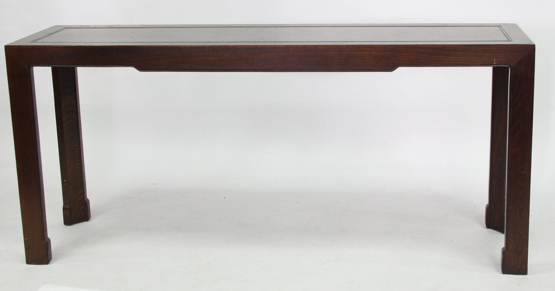 Appraisal: An Oriental style altar table the top with inset burr