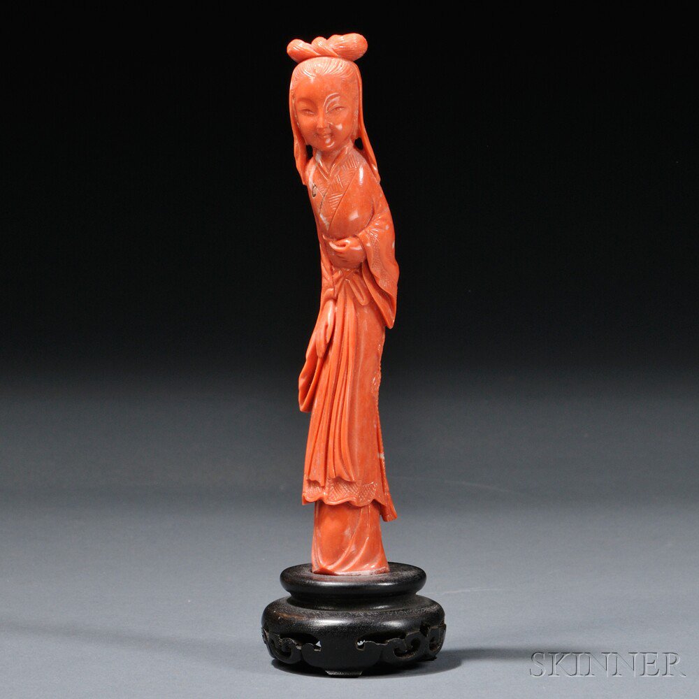 Appraisal: Carved Coral Figure of a Woman China th th century