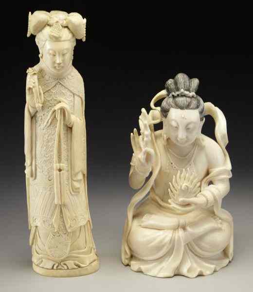 Appraisal: Chinese carved ivory figures International buyers should note that several