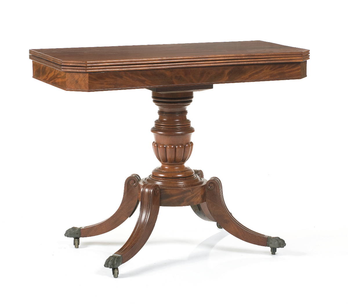 Appraisal: AMERICAN CLASSICAL CARVED MAHOGANY CARD TABLE Height inches top closed