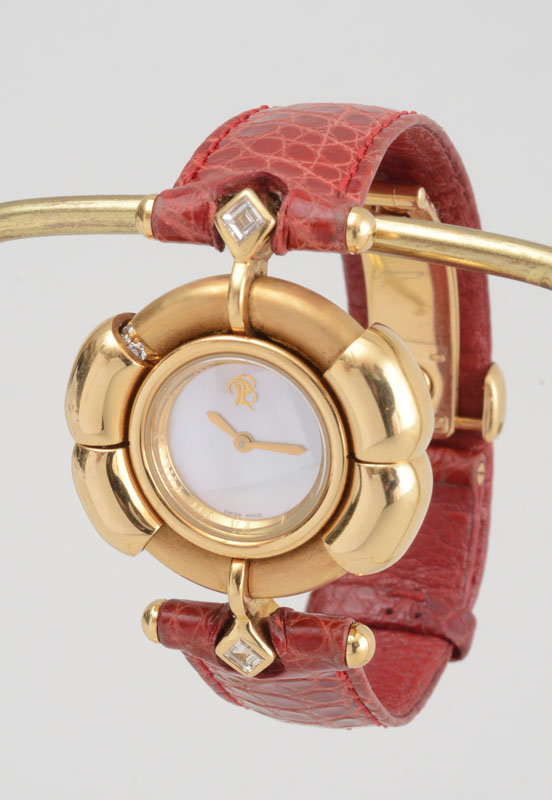 Appraisal: BOIVIN K YELLOW GOLD AND DIAMOND DAY NIGHT LADIES WATCH