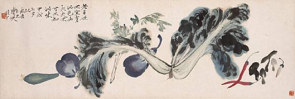 Appraisal: Yu Feian - Vegetables Handscroll ink and color on paper