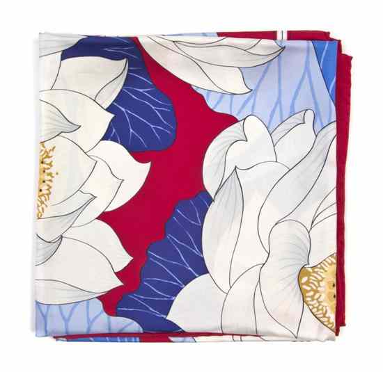 Appraisal: An Hermes Silk Scarf in a 'Fleurs de Lotus' motif