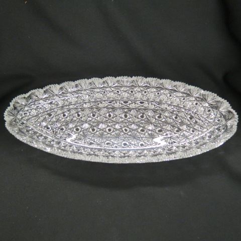 Appraisal: Cut Glass Bread Tray Russian style overall design x