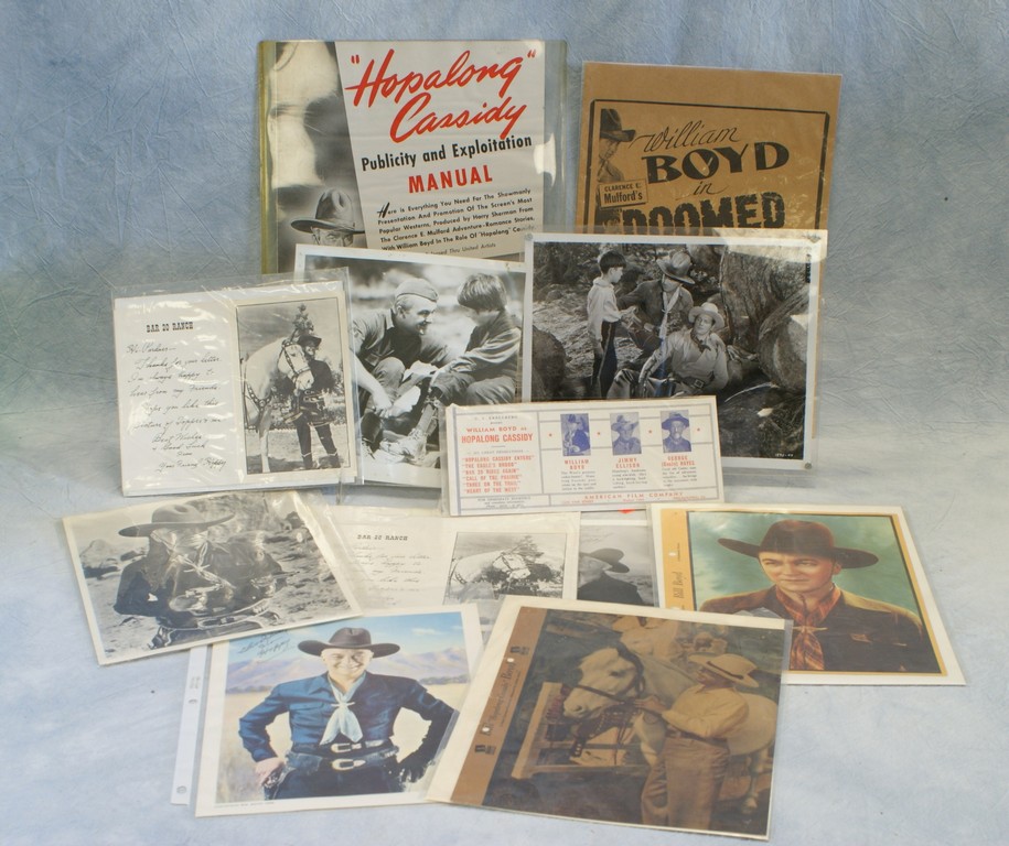 Appraisal: Hopalong Cassidy photos publicity items including American Film Company booking