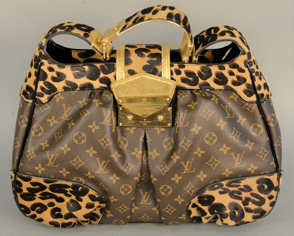 Appraisal: Louis Vuitton leopard print monogram handbag 'Polly Leo' having original