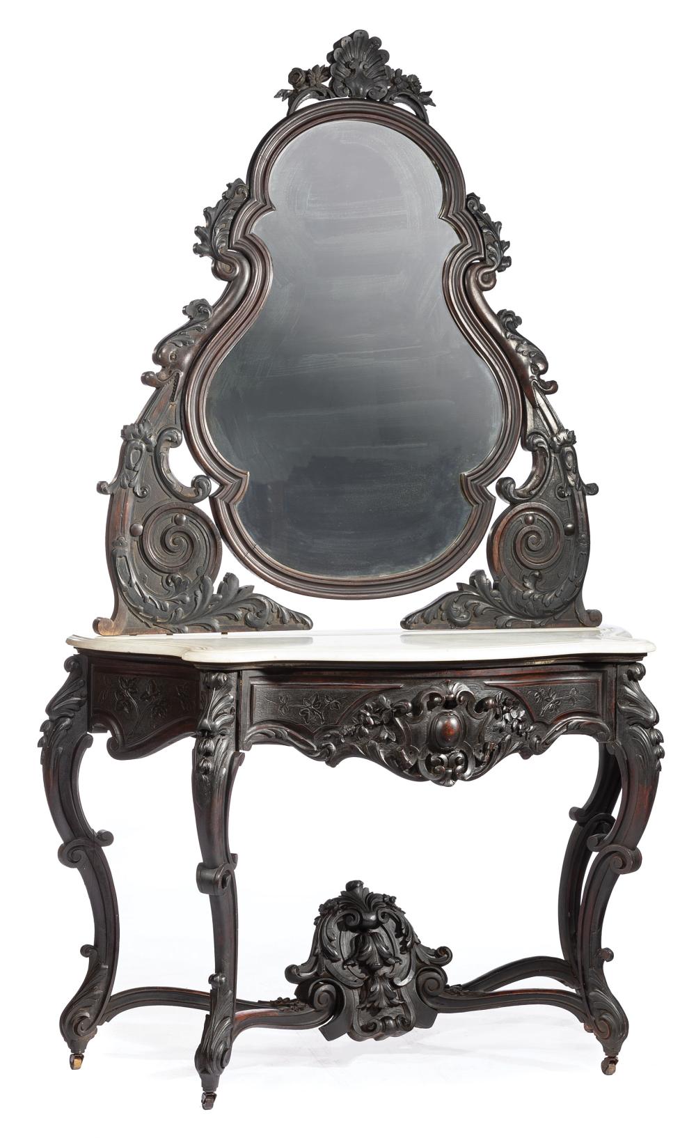 Appraisal: American Rococo Carved Rosewood Duchesse mid- th c shell and