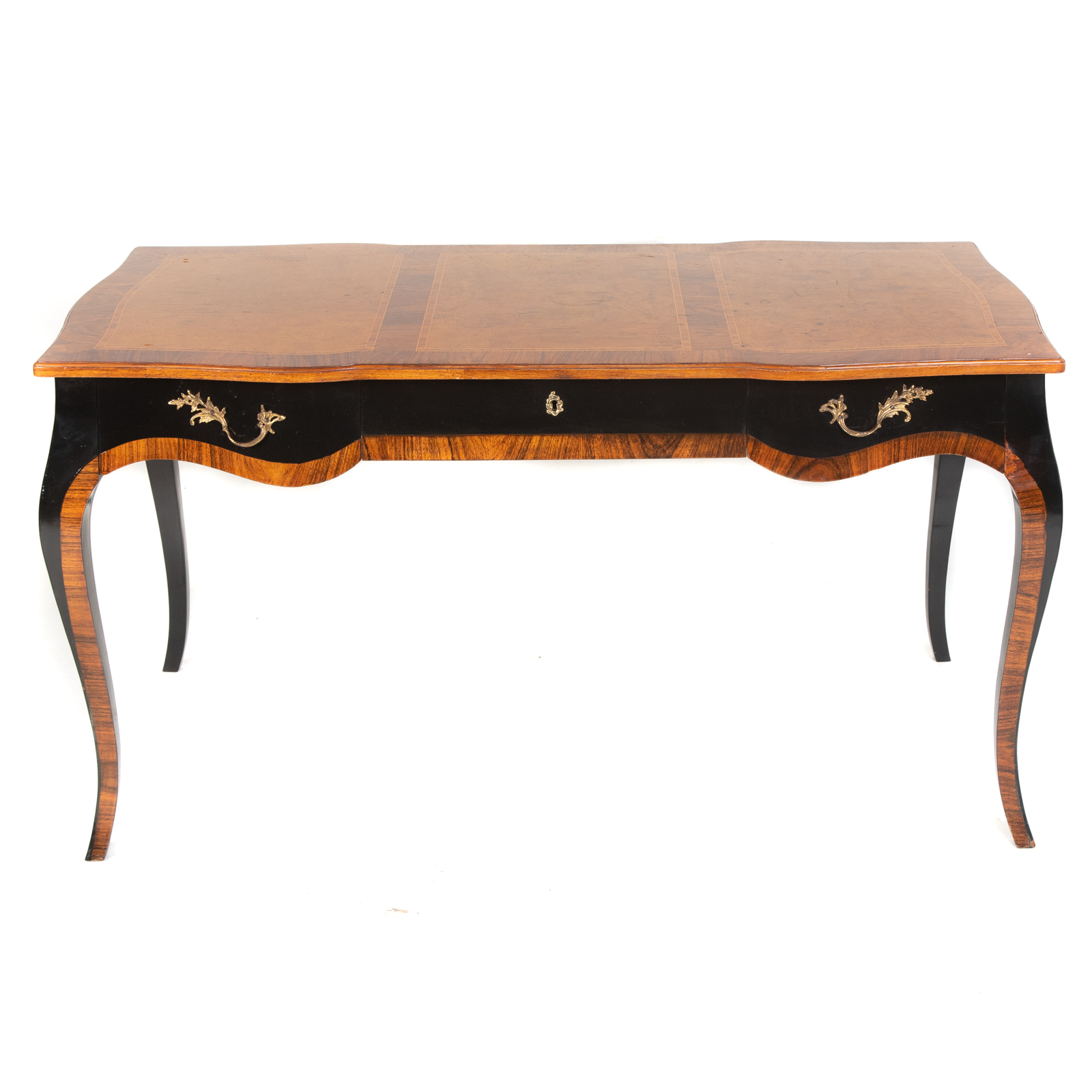 Appraisal: LOUIS XV STYLE MIXED WOOD BUREAU PLAT Top with three