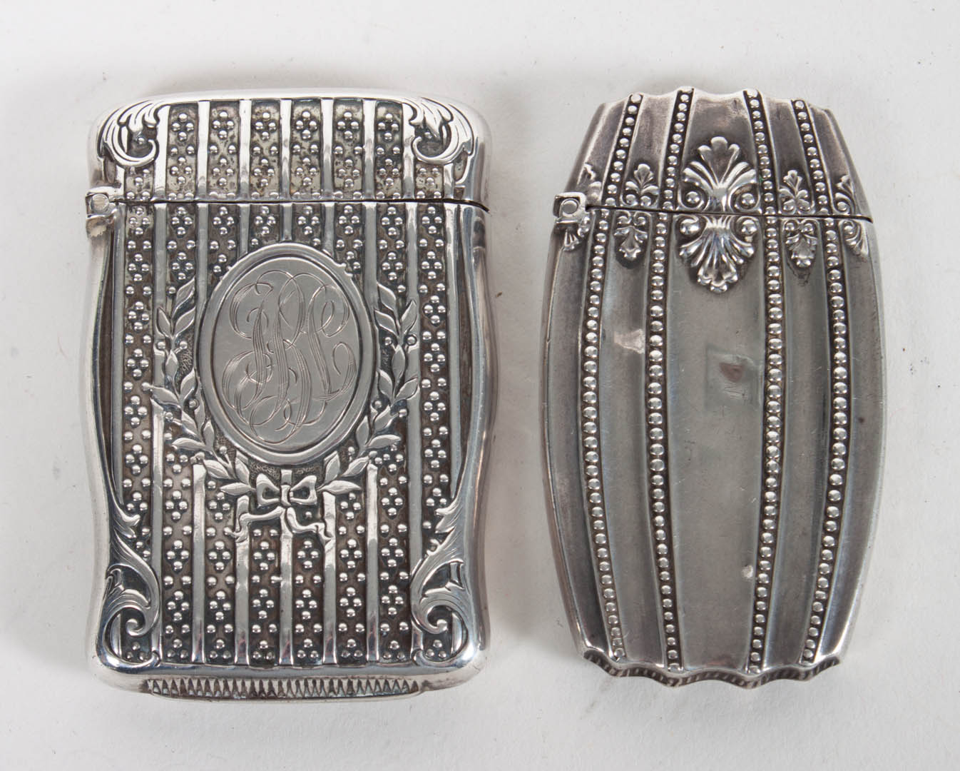 Appraisal: Two F S Gilbert sterling silver match safes ozt Condition