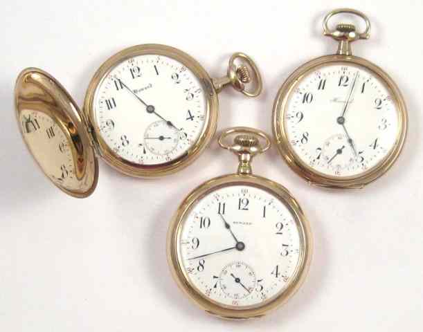 Appraisal: THREE E HOWARD WATCH CO BOSTON POCKET WATCHES all size