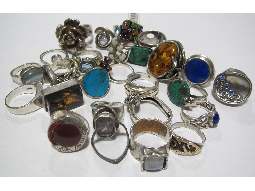 Appraisal: Twenty five silver stone set dress rings