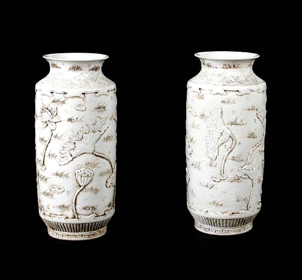 Appraisal: A pair of Chinese earthenware vases height in diameter in