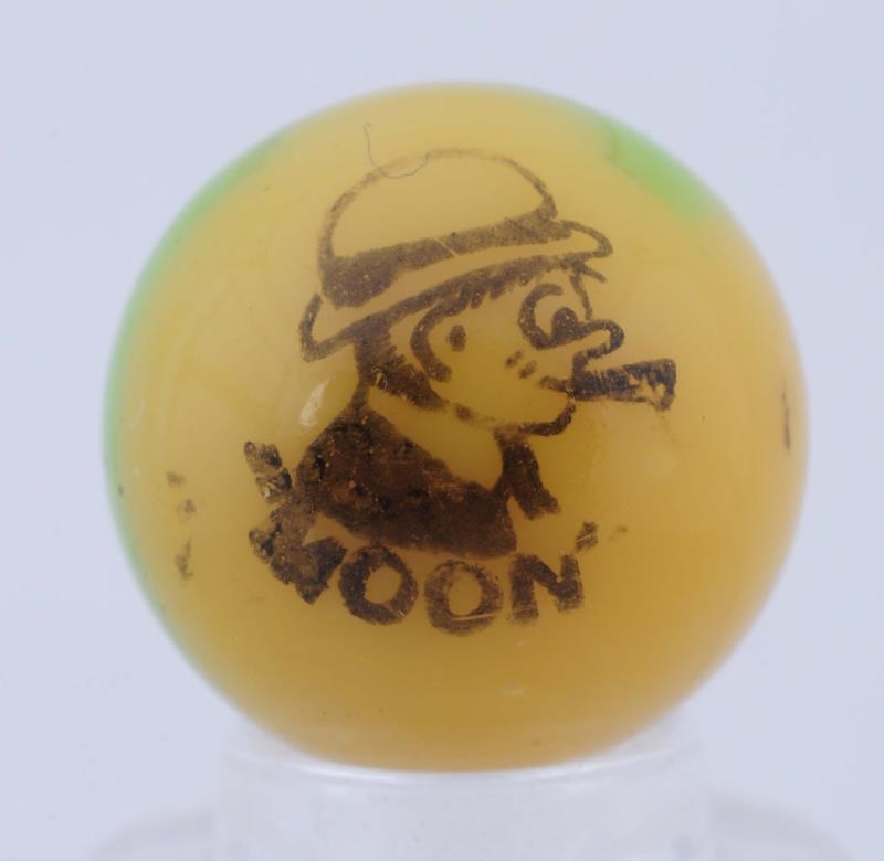 Appraisal: Peltier Moon Comic Marble Yellow base with green patch Very