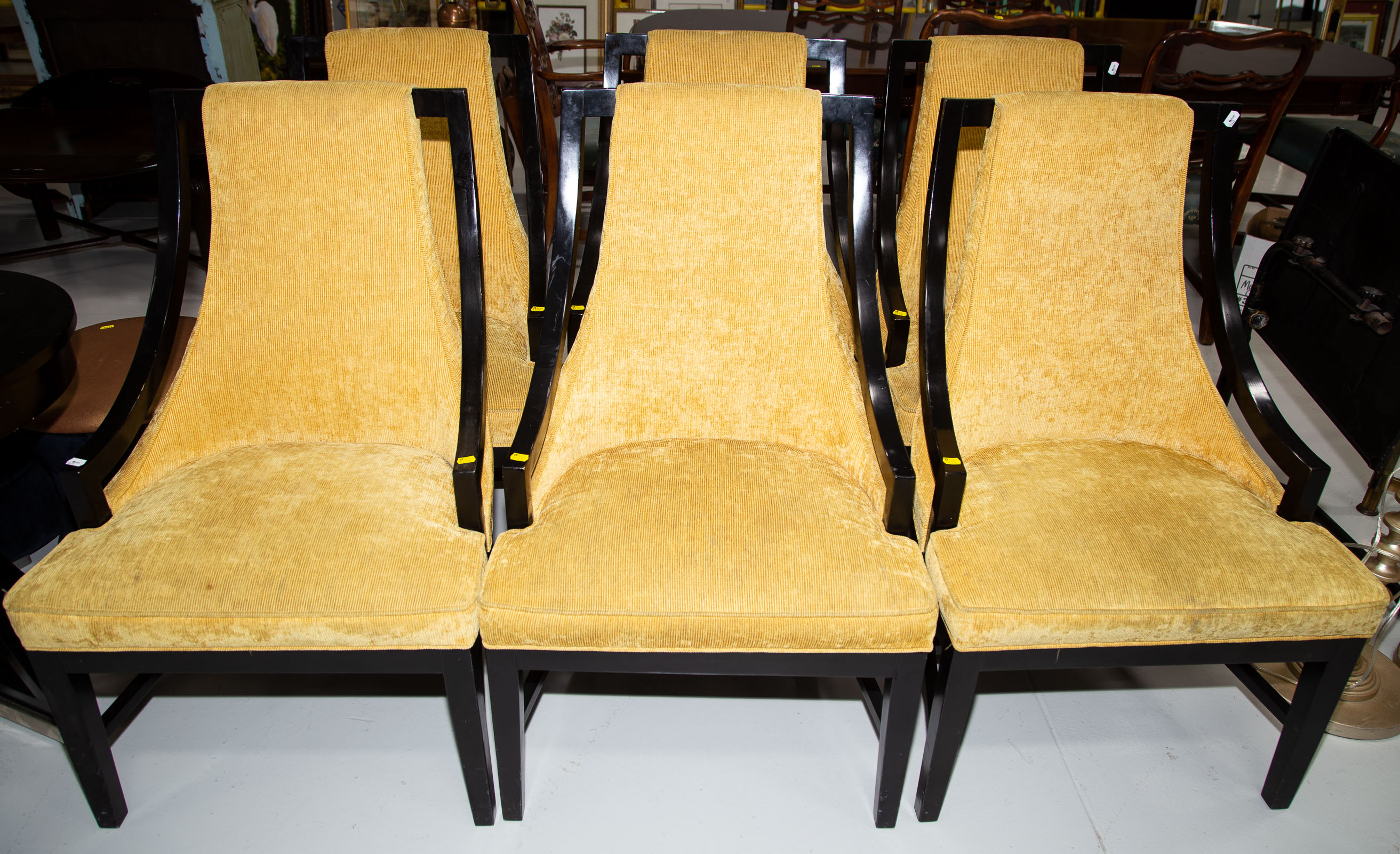 Appraisal: SET OF SIX MODERN STYLE HIGH BACK ARMCHAIRS Later th