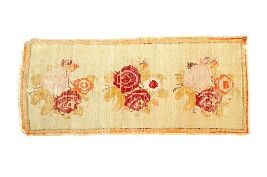 Appraisal: ORIENTAL RUG Oushak Roses on a gold ground Some wear