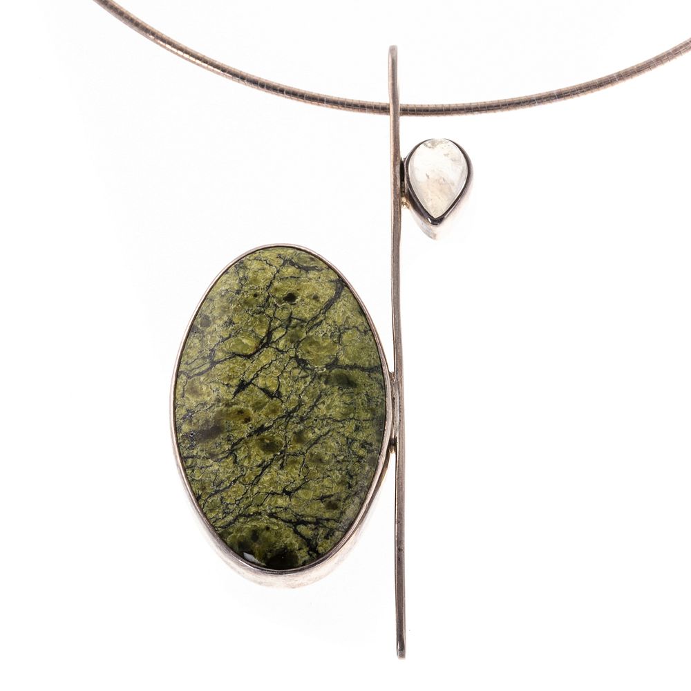 Appraisal: A Modern Sterling Labradorite Jasper Necklace Sterling silver modern design