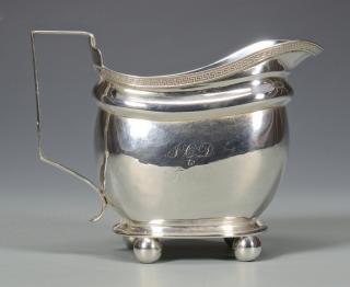 Appraisal: Chaudron Rasch Silver Creamer Neoclassical silver creamer oblong form with