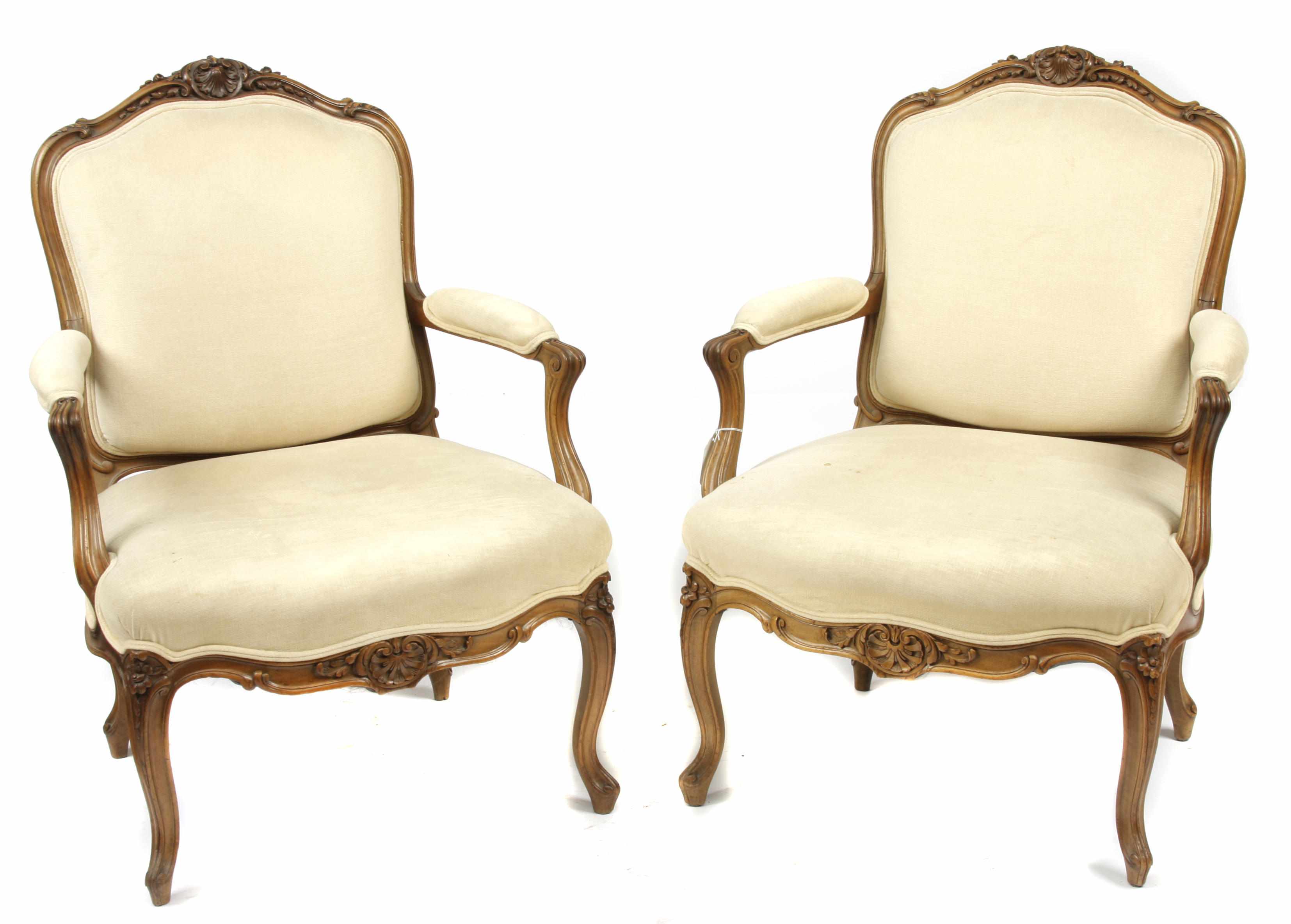 Appraisal: A pair of Louis XV Provincial style fauteuils height in