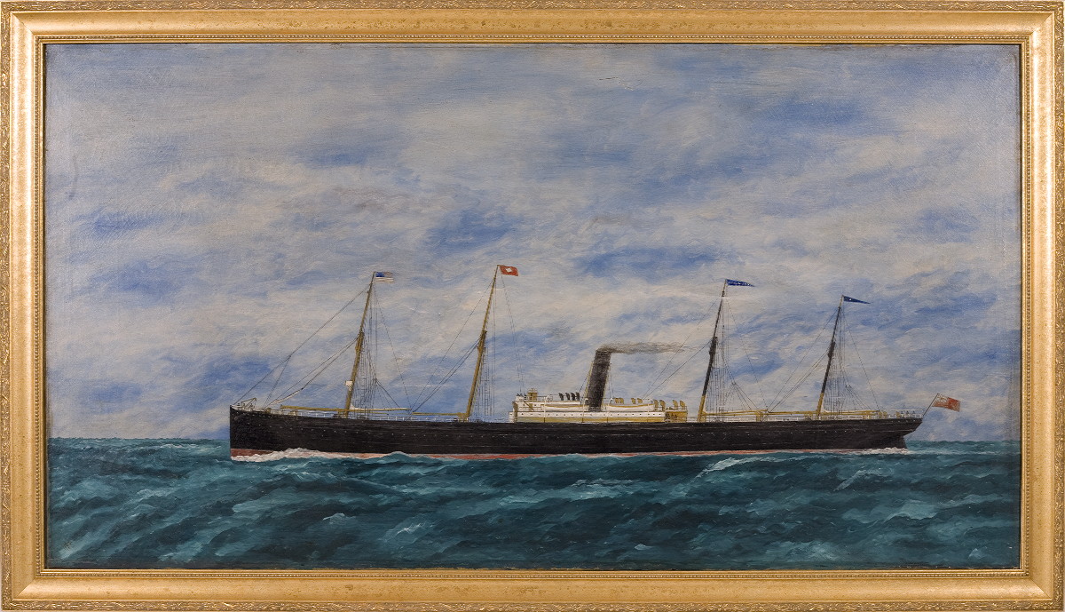 Appraisal: PORTRAIT OF THE BRITISH STEAMSHIP quot SAGAMORE quot Oil on