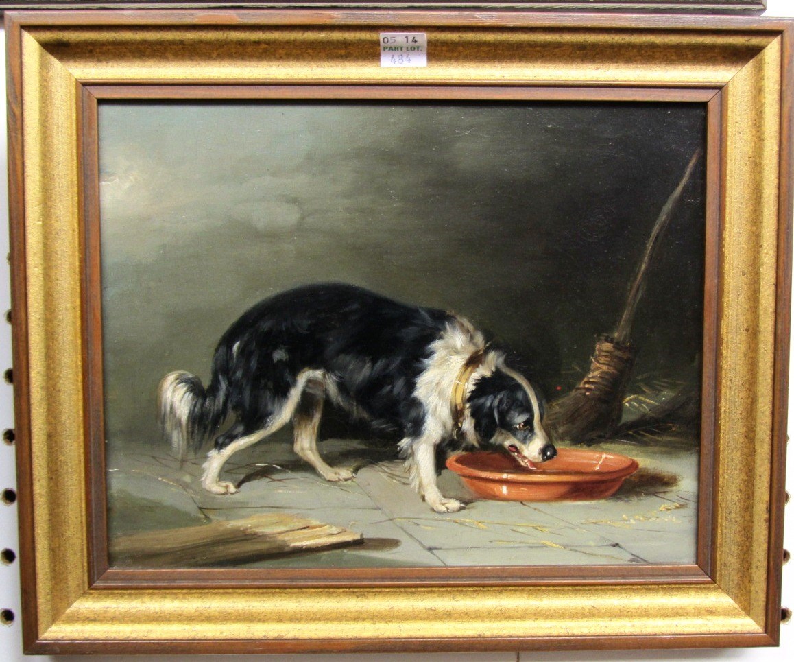 Appraisal: Circle of George Armfield A Collie drinking from a bowl